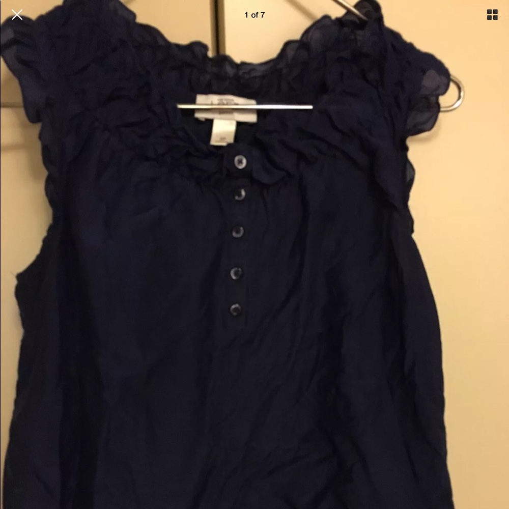 ANN TAYLOR LOFT NAVY BLUE TOP